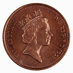 Coin - 1 Penny, Elizabeth II, Great Britain, 1993 (Obverse)