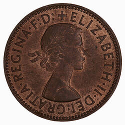 Coin - Halfpenny, Elizabeth II, Great Britain, 1965 (Obverse)