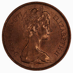 Coin - 2 New Pence, Elizabeth II, Great Britain, 1977 (Obverse)