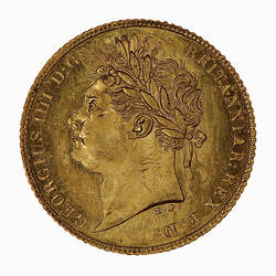 Coin - Half-Sovereign, George IV, Great Britain, 1821 (Obverse)