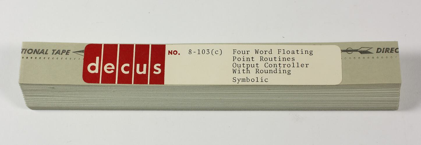 Paper Tape - DECUS, '8-103c Four Word Floating Point Routines Output Controller with Rounding, Symbolic'