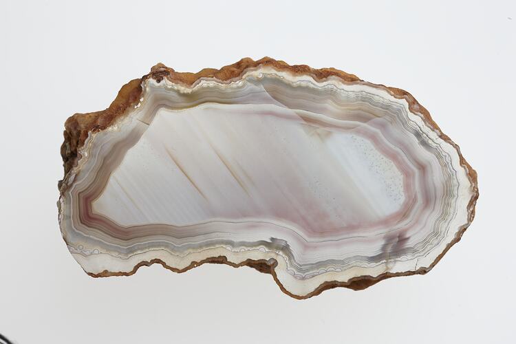Cross section through white banded agate.