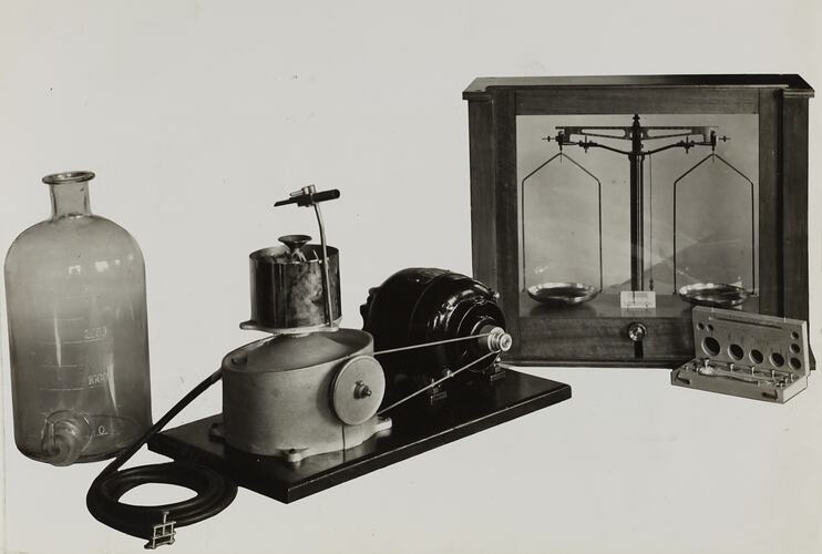 Photograph - Schumacher Mill Furnishing Works, 'Experimental Gluten washer with Analytical Balances', Port Melbourne, Victoria, 1940