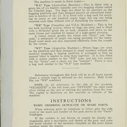 Assembly Instructions & Operating Manual - H.V. McKay, 'Sunshine-Waterloo Combine Auto-Header', circa 1928