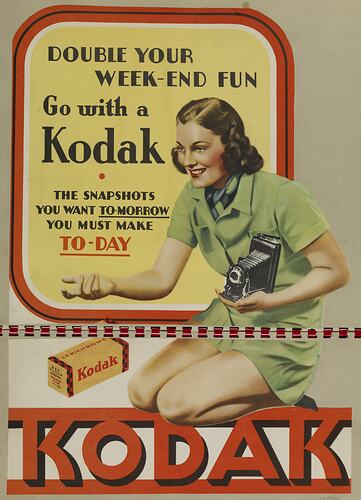 Poster - 'Double Your Week-End Fun, Go with a Kodak', 1930s