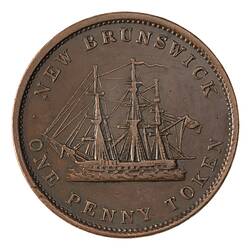 Coin - 1 Penny, New Brunswick, Canada, 1843