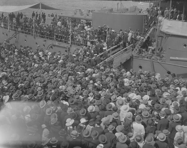 Massed Crowds Visiting Japanese Warship, 'Asama', Princes Pier, 1924