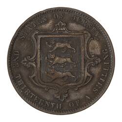 Coin - 1/13 Shilling, Jersey, Channel Islands, 1866