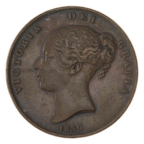 Coin - 1 Penny, Isle of Man, 1839