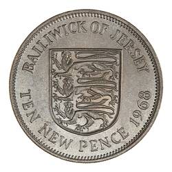Coin - 10 Pence, Jersey, Channel Islands, 1968