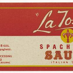 Food Label - La Tosca Spaghetti Sauce, 1950s