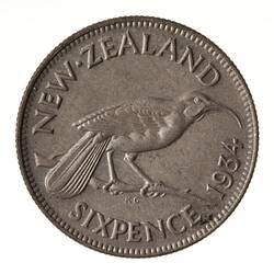 Coin - 6 Pence, New Zealand, 1934