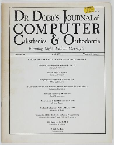 Journal - 'Dr Dobb's Journal of Computer Calisthenics & Orthodontia', Vol 4 Issue 4, No 34, Apr 1979