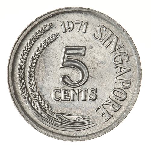 Coin - 5 Cents, Singapore, 1971