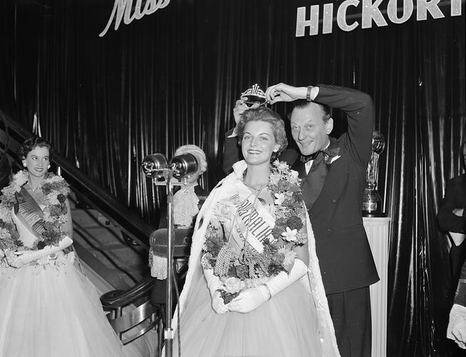 Negative - Myer Pty Ltd, The Miss Australia Winner on Stage, Melbourne, Victoria, May 1954