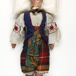 National Doll - Female with Tartan Skirt, Displaced Persons' Camp Craft, Germany, circa 1945-1951