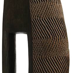 Wooden, wedge-shaped shield.