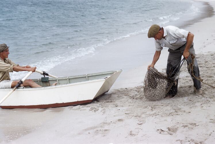 Putting Dredge in Boat, Goat Island, South Australia, 1959
