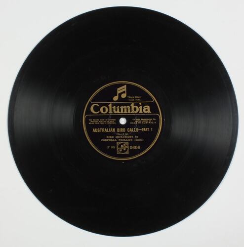 Disc Recording - Columbia, Australian Bird Calls, Corporal Phillips, 1926-1936