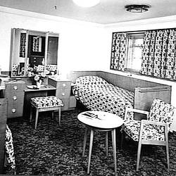 Photograph - Orient Line, RMS Orcades, Special Suite, Bedroom Setting, D Deck, 1948