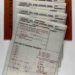 Sheets - Sony, Coding Form, Sobax ICC-2700E Microcomputer, circa 1970