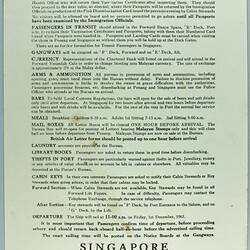 Notice - 'Penang' & 'Singapore', 'SS Stratheden', 29 Nov 1961
