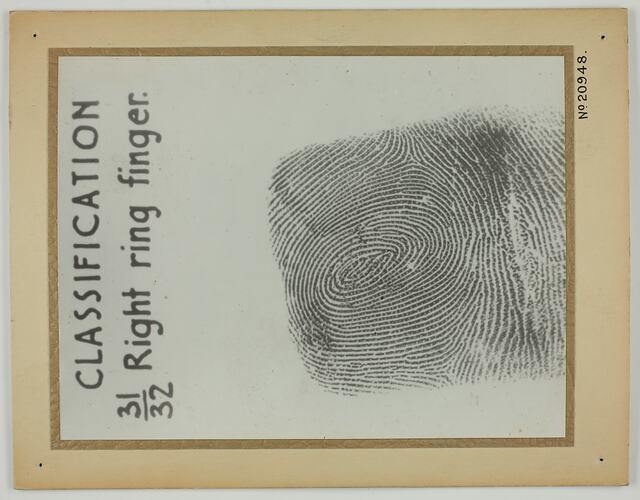Picturegram - Right Ring Finger Print, Post Master General's Department, circa 1938