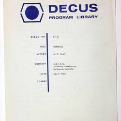 Program Library - DECUS, No. 8-156, 1968