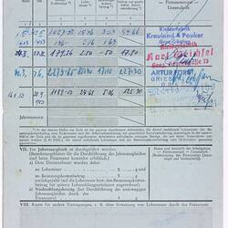 Income Tax Card - 'Lohnsteuerkarte', Dorothea Huber, Austria, 1952-53