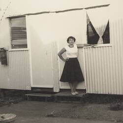 Digital Image - Tynne Koivistoinen Outside Hut, Bonegilla Migrant Reception Centre, Wondonga, Oct 1960