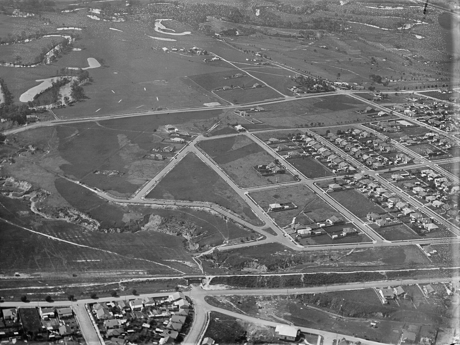 Glass Negative - Aerial View of Suburbs, circa 1940s