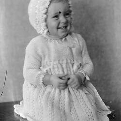 Glass Negative - Portrait of Toddler in Bonnet, circa 1930s