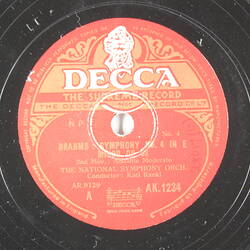 Disc Recording - The Decca Record Co. Ltd., Double-Sided, 'Brahms: Symphony No. 4 In E Minor, Op. 98', 2nd Mov.: Andante Moderato &  3rd Mov.: Allegro Giocoso (Concl.), Unknown Date