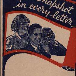 Folder featuring illustration of happy couple using camera.
