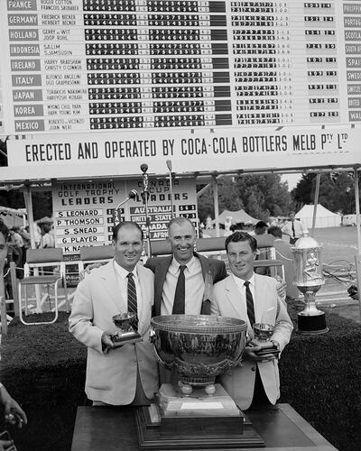 Coca Cola, Three Men with a Trophy, Black Rock, Victoria, 21 Nov 1959