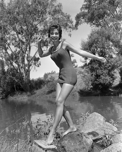Australian Wool Board, Woman Modelling a Bathing Suit, Victoria, 13 Jan 1960