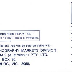 Postcard - Kodak Australasia Pty Ltd, Radiography Markets Division, circa 1969