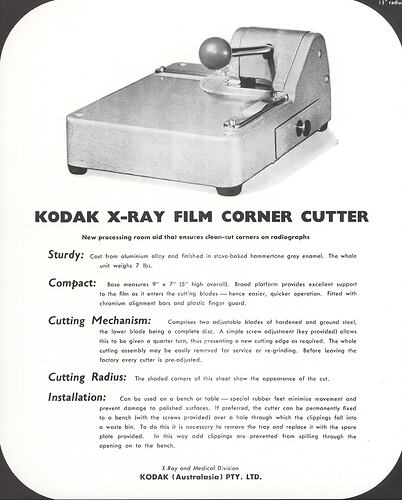 Printed page with illustration of film cutter.