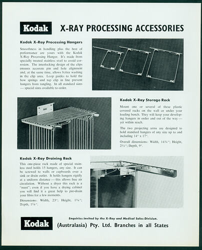 Publicity Flyer - Kodak (Australasia) Pty Ltd, 'X-Ray Processing Accessories', circa 1958-1970