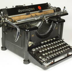 Typewriter and accessories.