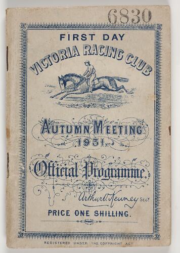 Racing Programme - VRC, Autumn Meeting, Flemington, 1931