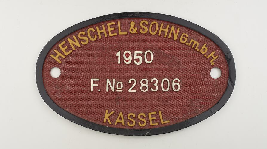 Locomotive Builders Plate - Henschel & Sohn, Kassel, Germany, 1950