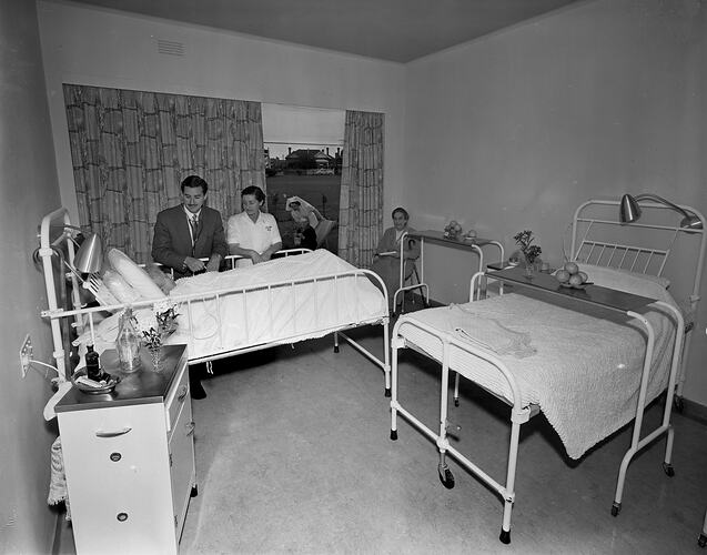 Australian Jewish Welfare & Relief Society, Patient in Hospital Bed, South Yarra, Victoria, Nov 1958
