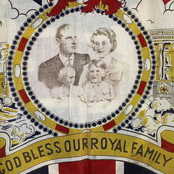 Flag - 'God Bless Our Royal Family', Queen Elizabeth II Coronation Souvenir, 1953