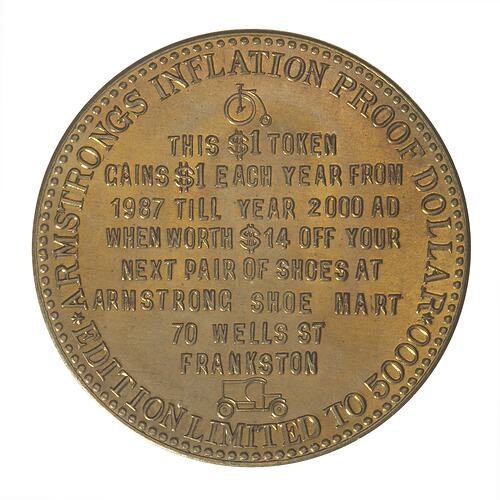 Medal - Armstrong Shoe Mart, Frankston, Victoria, Australia, 1986