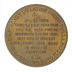Medal - Armstrong Shoe Mart, Frankston, Victoria, Australia, 1986