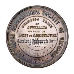 Medal - Royal Agricultural Society of Victoria, Champion Prize of Australia, 1914