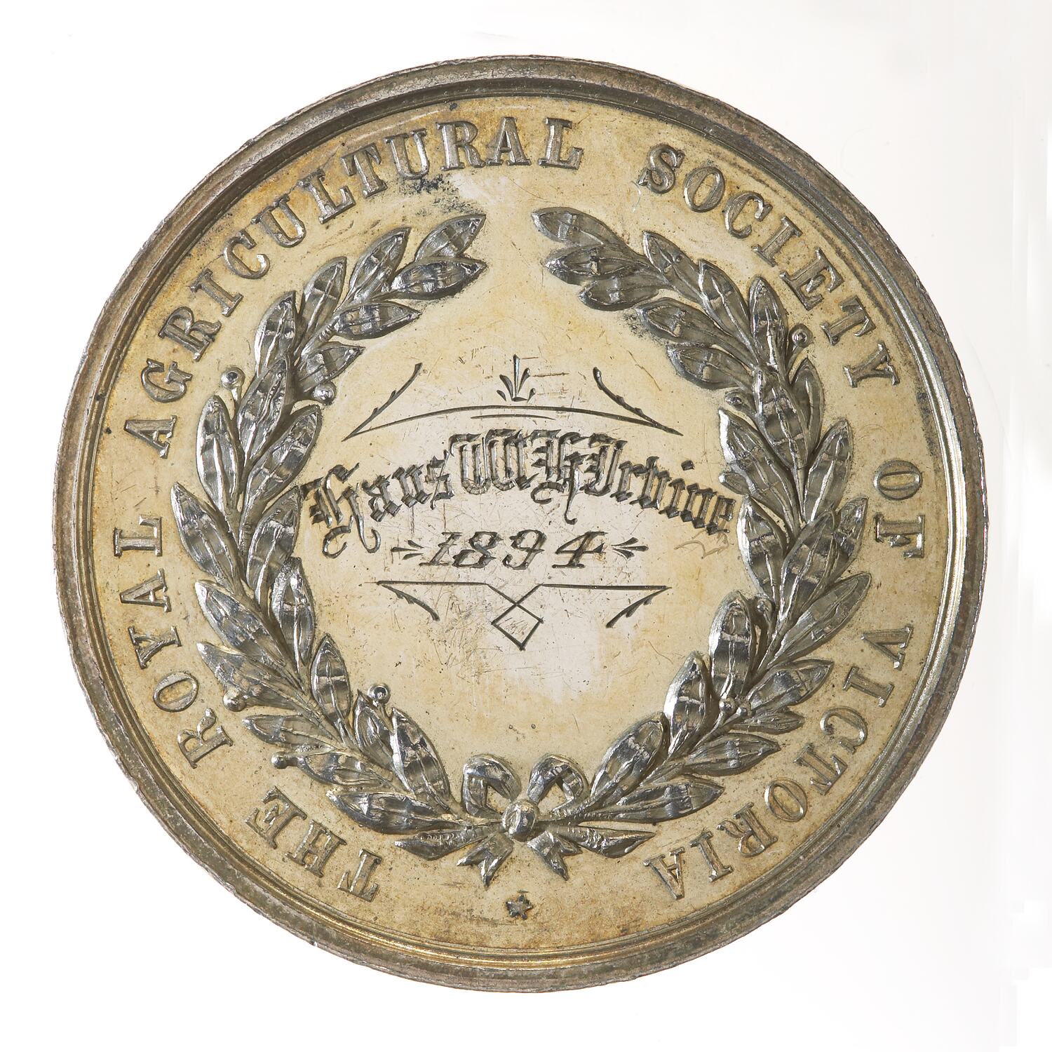 Medal Royal Agricultural Society of Victoria, Second Prize, Victoria, Australia, 1894 Medal Royal Agricultural Society of Victoria, Second Prize, Victoria, Australia, 1894