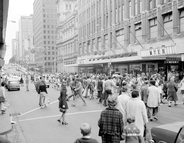 Negative - Myer Department Store, Bourke Street, Melbourne, 1970s