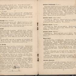 Open booklet with off-white pages and black printed text.